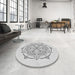 Round Machine Washable Transitional White Smoke Rug in a Office, wshpat1984