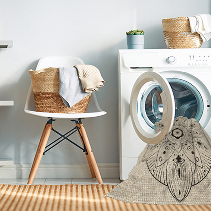 Machine Washable Transitional Moccasin Beige Rug in a Washing Machine, wshpat1985brn