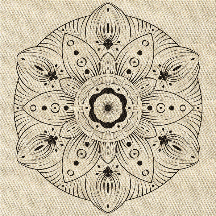 Round Patterned Moccasin Beige Rug, pat1985brn