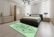 Patterned Mint Green Rug in a Bedroom, pat1985grn