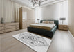 Patterned Platinum Gray Rug in a Bedroom, pat1985gry