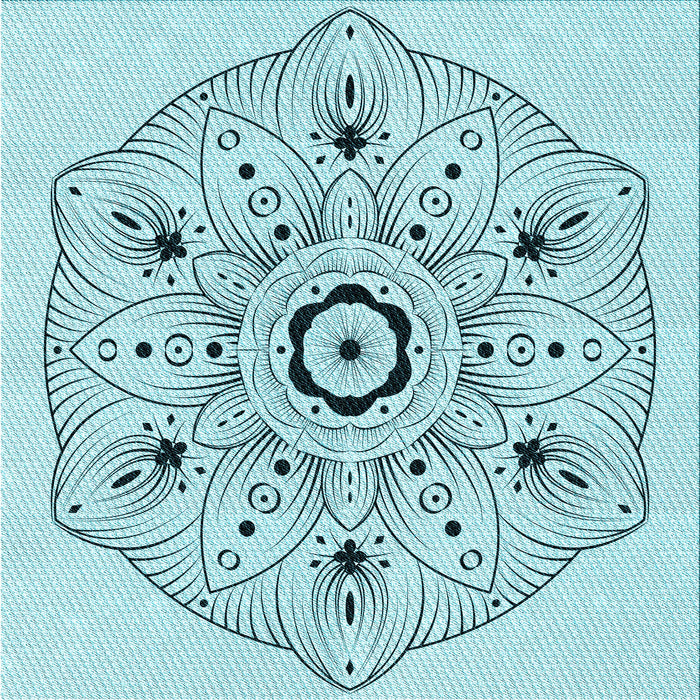 Round Patterned Electric Blue Rug, pat1985lblu