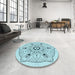 Round Patterned Electric Blue Rug in a Office, pat1985lblu