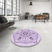 Round Patterned Lilac Purple Rug in a Office, pat1985pur