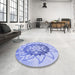 Round Patterned Light Slate Blue Rug in a Office, pat1986blu