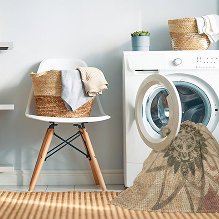 Machine Washable Transitional Copper Brown Rug in a Washing Machine, wshpat1986brn