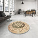 Round Patterned Copper Brown Rug in a Office, pat1986brn