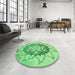 Round Patterned Jade Green Rug in a Office, pat1986grn