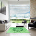 Square Patterned Jade Green Rug in a Living Room, pat1986grn