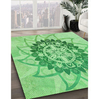 Patterned Jade Green Rug, pat1986grn