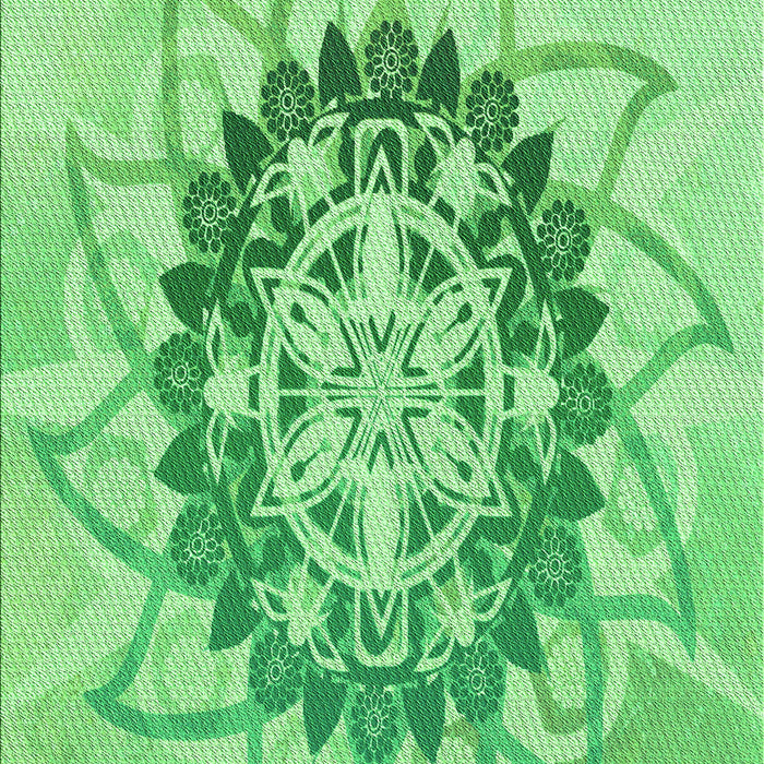 Machine Washable Transitional Jade Green Rug, wshpat1986grn