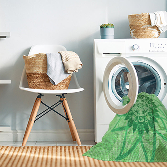 Machine Washable Transitional Jade Green Rug in a Washing Machine, wshpat1986grn