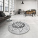 Round Patterned Gray Rug in a Office, pat1986gry