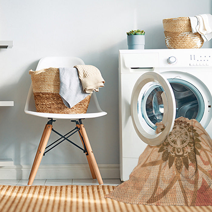 Machine Washable Transitional Orange Rug in a Washing Machine, wshpat1986org