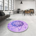 Round Patterned Blossom Pink Rug in a Office, pat1986pur