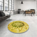 Round Patterned Yellow Rug in a Office, pat1986yw