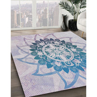 Patterned Slate Blue Grey Novelty Rug, pat1986