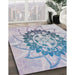 Patterned Slate Blue Grey Novelty Rug in Family Room, pat1986