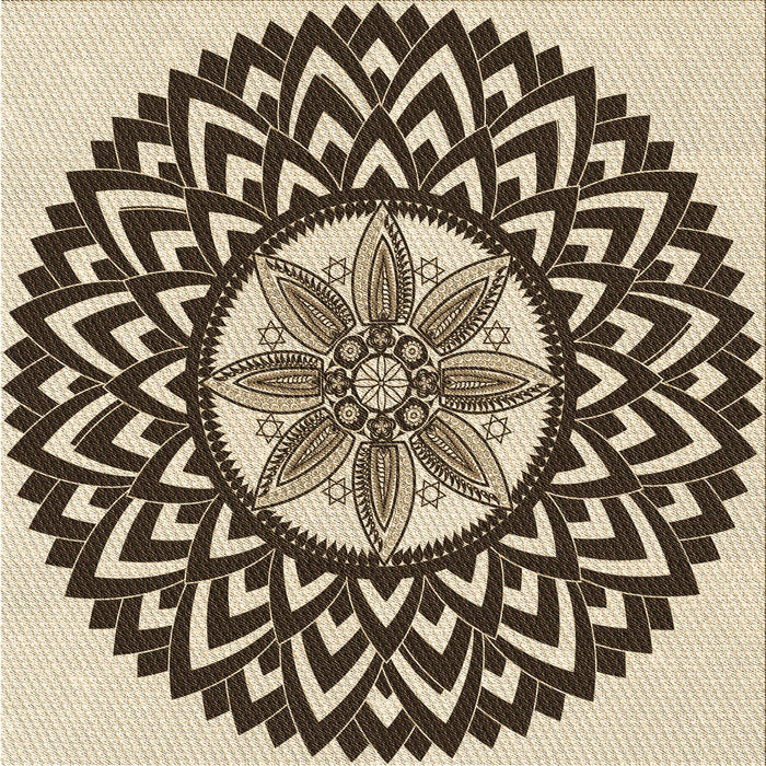 Round Patterned Deep Peach Orange Rug, pat1987brn