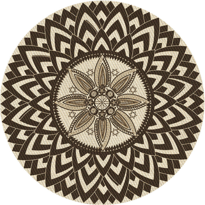 Square Patterned Deep Peach Orange Rug, pat1987brn