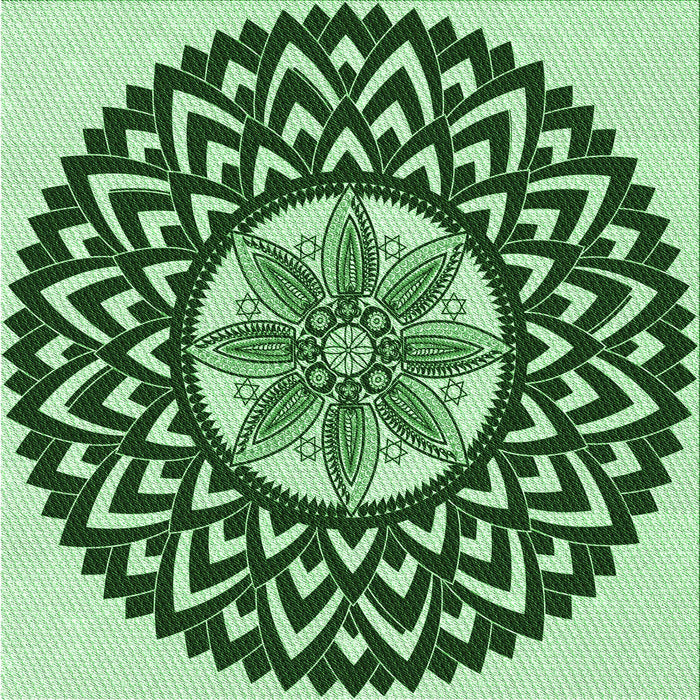 Round Patterned Deep Emerald Green Rug, pat1987grn