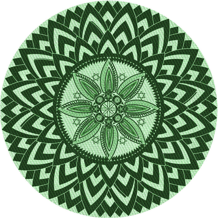 Square Machine Washable Transitional Deep Emerald Green Rug in a Living Room, wshpat1987grn