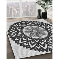 Patterned Dark Gray Black Rug, pat1987gry