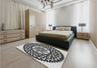 Patterned Dark Gray Black Rug in a Bedroom, pat1987gry