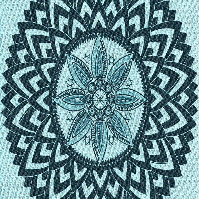 Patterned Medium Teal Green Rug, pat1987lblu