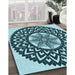 Machine Washable Transitional Medium Teal Green Rug in a Family Room, wshpat1987lblu