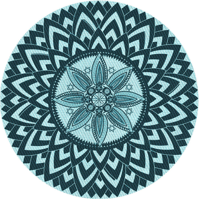 Square Machine Washable Transitional Medium Teal Green Rug in a Living Room, wshpat1987lblu