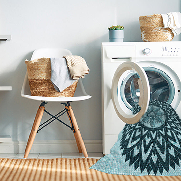 Machine Washable Transitional Medium Teal Green Rug in a Washing Machine, wshpat1987lblu