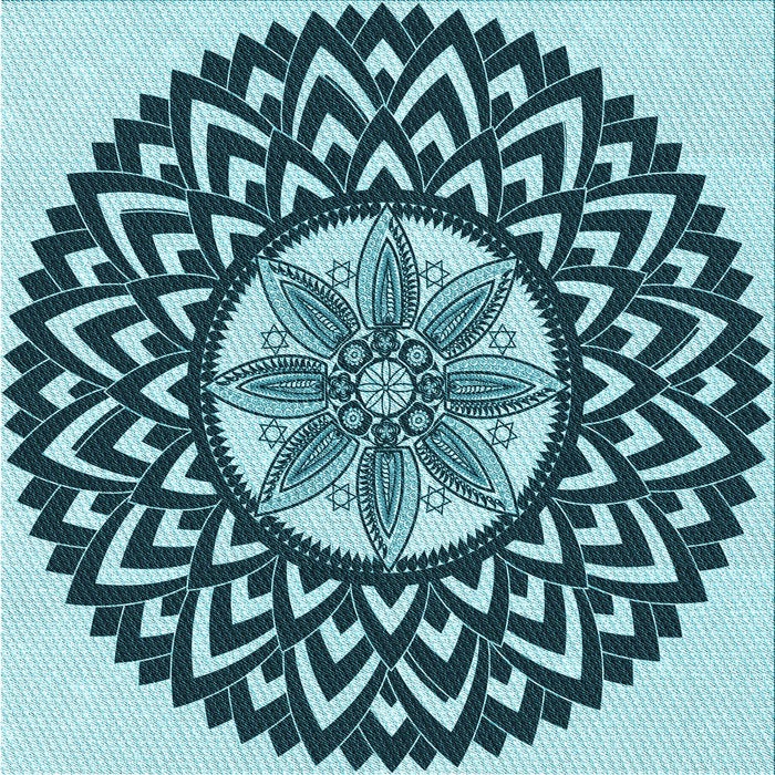 Round Patterned Medium Teal Green Rug, pat1987lblu