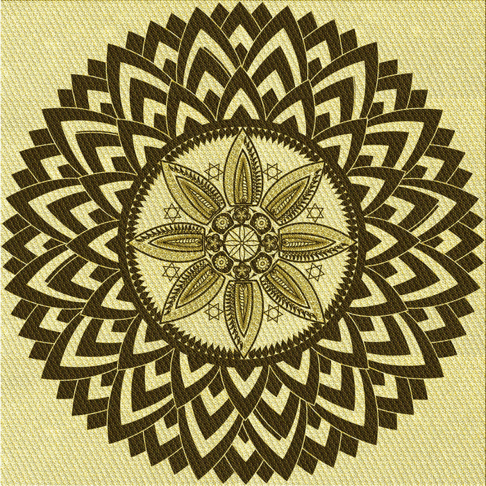 Round Patterned Bakers Brown Rug, pat1987yw