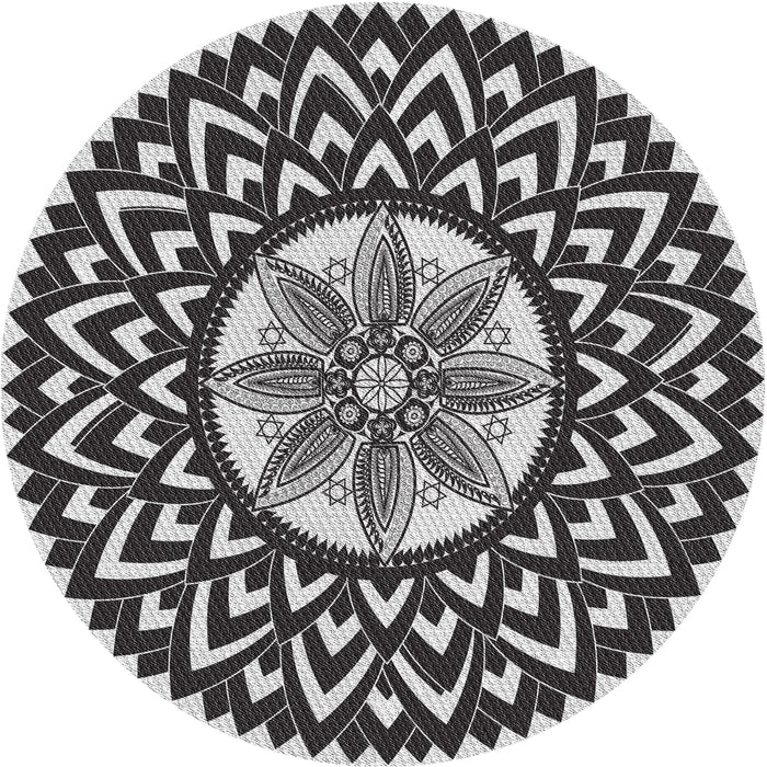 Sideview of Patterned Gray Novelty Rug, pat1987