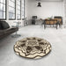 Round Patterned Vanilla Gold Rug in a Office, pat1988brn