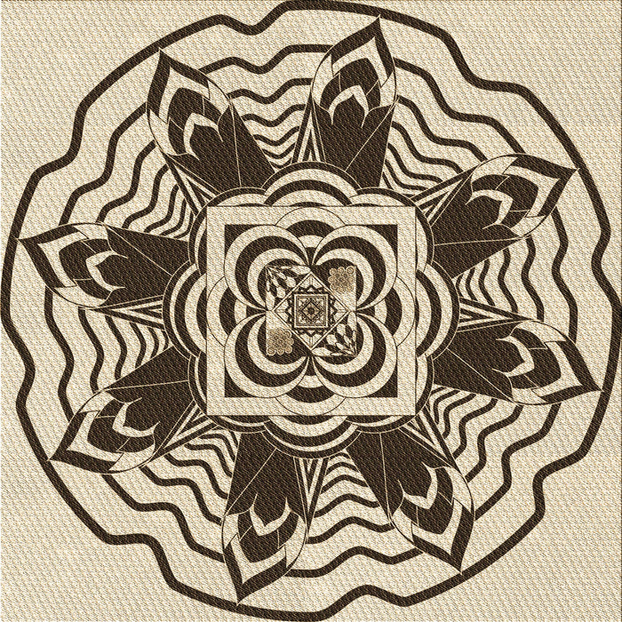 Round Patterned Vanilla Gold Rug, pat1988brn