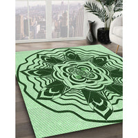 Patterned Pale Green Rug, pat1988grn