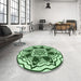 Round Patterned Pale Green Rug in a Office, pat1988grn