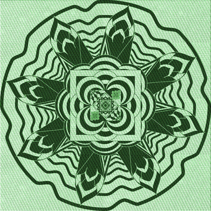 Round Patterned Pale Green Rug, pat1988grn