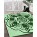 Machine Washable Transitional Pale Green Rug in a Family Room, wshpat1988grn