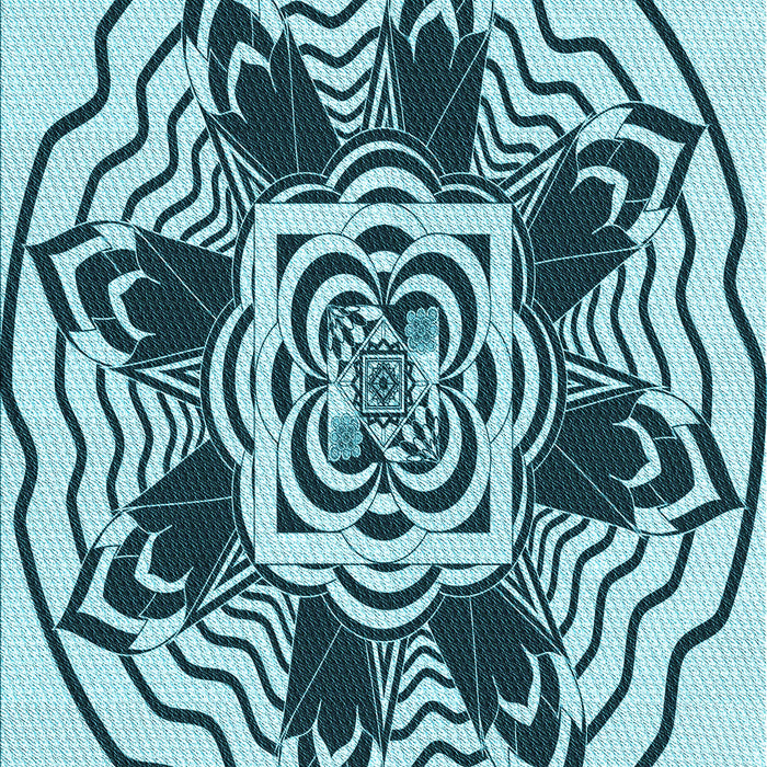 Patterned Teal Green Rug, pat1988lblu