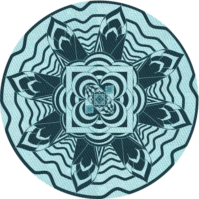 Square Machine Washable Transitional Teal Green Rug in a Living Room, wshpat1988lblu