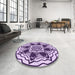 Round Patterned Blossom Pink Rug in a Office, pat1988pur