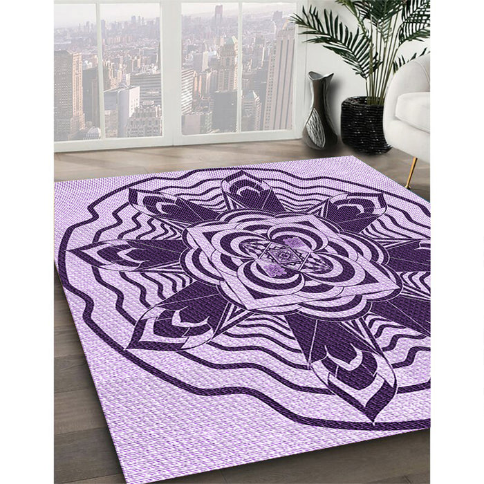 Patterned Blossom Pink Rug in Family Room, pat1988pur