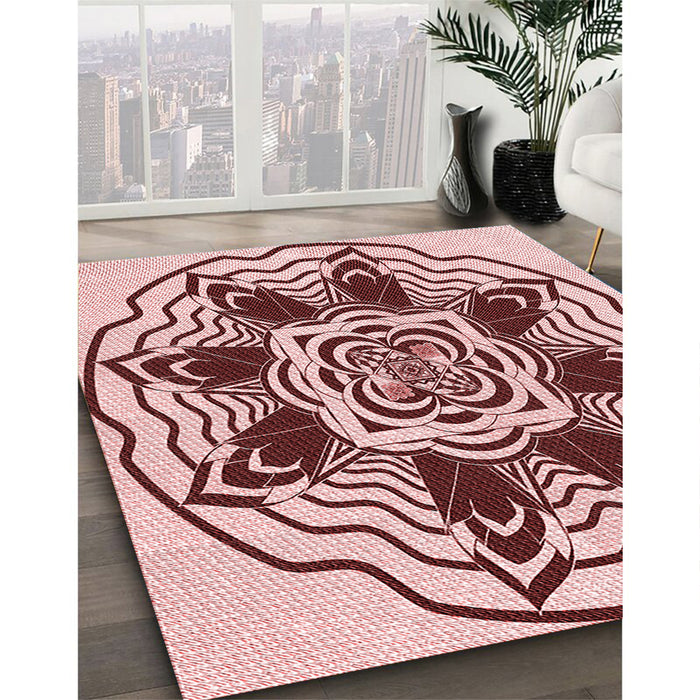 Machine Washable Transitional Pink Rug in a Family Room, wshpat1988rd