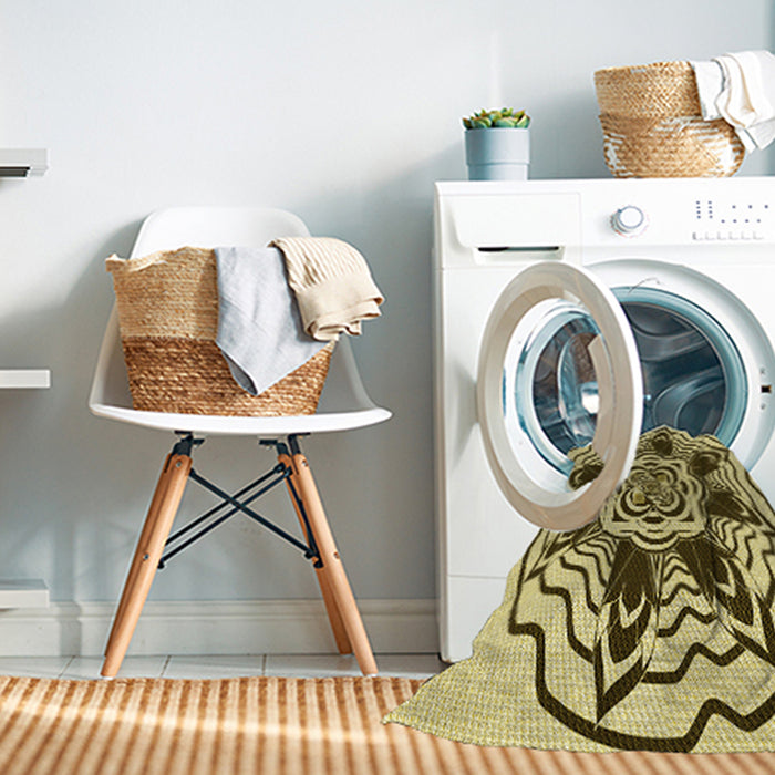 Machine Washable Transitional Dark Bronze Brown Rug in a Washing Machine, wshpat1988yw