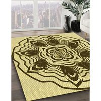 Patterned Dark Bronze Brown Rug, pat1988yw