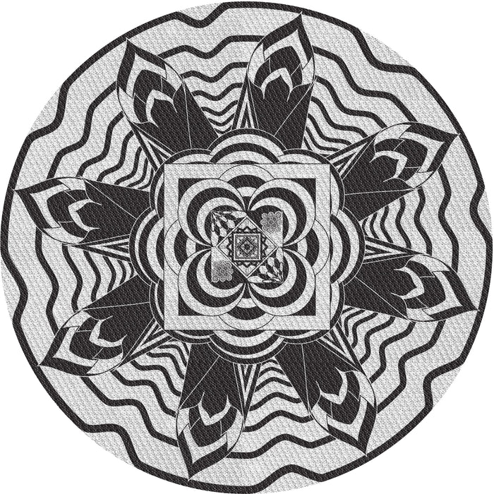 Sideview of Patterned Platinum Gray Novelty Rug, pat1988