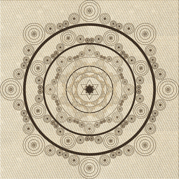 Round Patterned Peach Beige Rug, pat1989brn